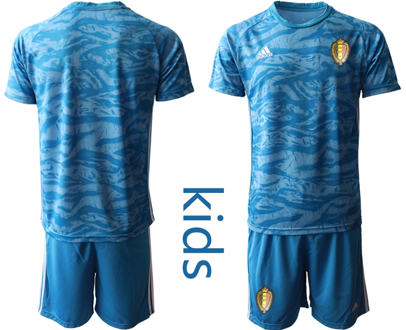 Youth 2021 European Cup Belgium blue goalkeeper Soccer Jersey1